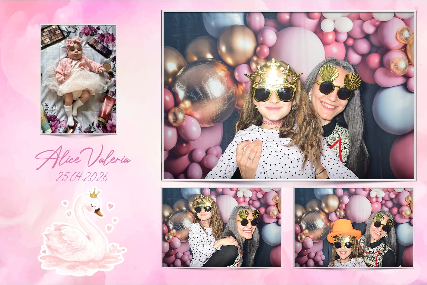 Colaj foto botez cu accesorii amuzante